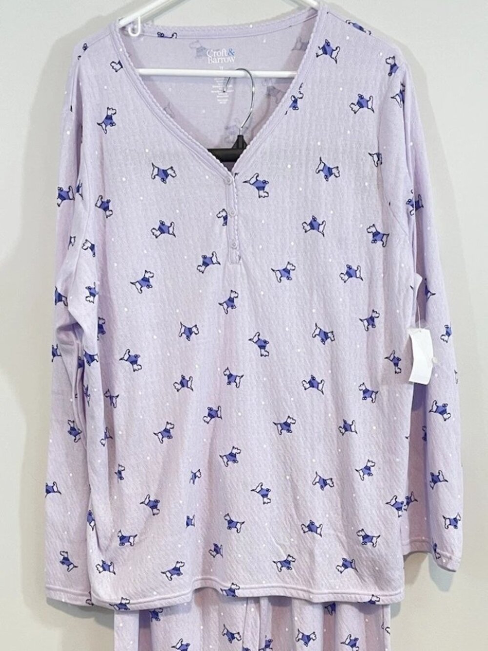 NWT Croft & Barrow SZ 3XL DOGS Long Sleeve Knit Pajama Top & Pajama Bottoms Set